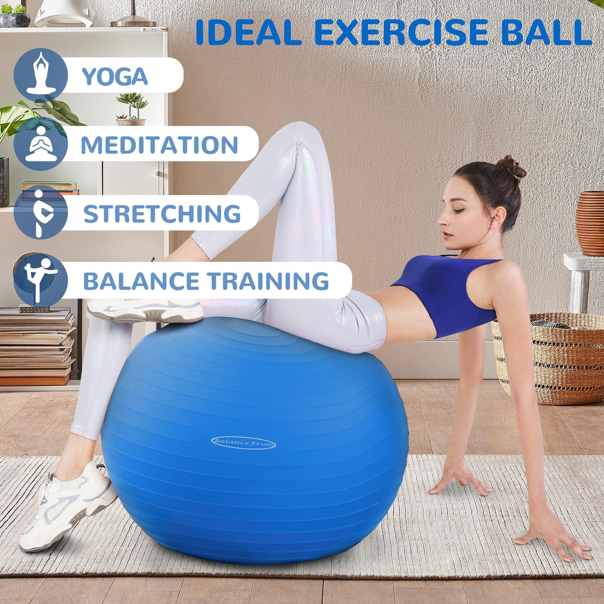 Fitvids Pelota de Ejercicio y Yoga Antiexplosión Antideslizante con Bomba Rápida — Capacidad 2. 000 lb — Varios Colores y Tamaños detail image 4