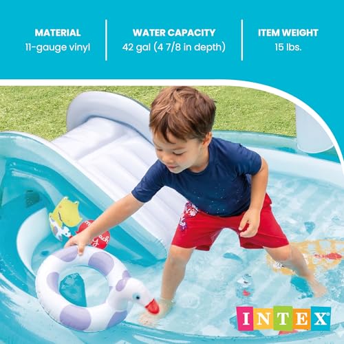 Intex Gator 6. 6' x 5. 6' x 4" Outdoor Inflatable Kiddie Pool Water Play Swim Center detail image 9