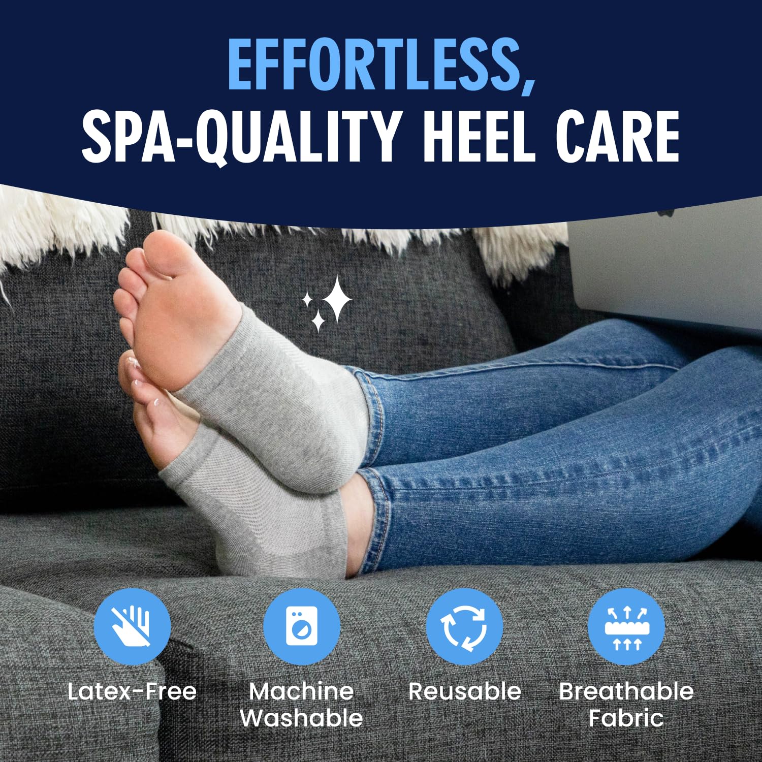 Dr. Frederick's Moisturizing Gel Heel Socks for Dry & Cracked Feet, 2 Pairs detail image 5
