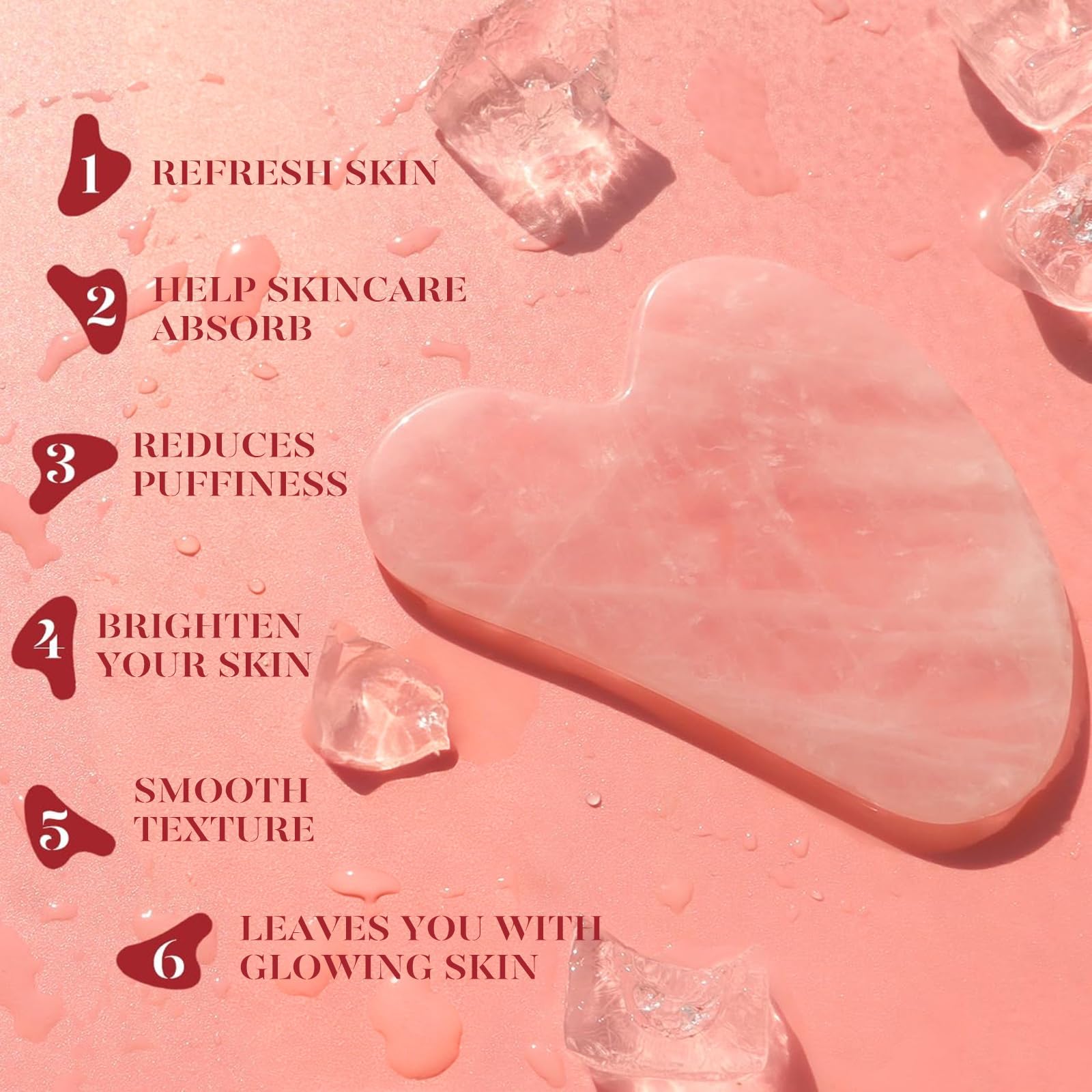 BAIMEI IcyMe Rose Quartz Roller & Gua Sha Facial Tool Set for Depuffing detail image 3