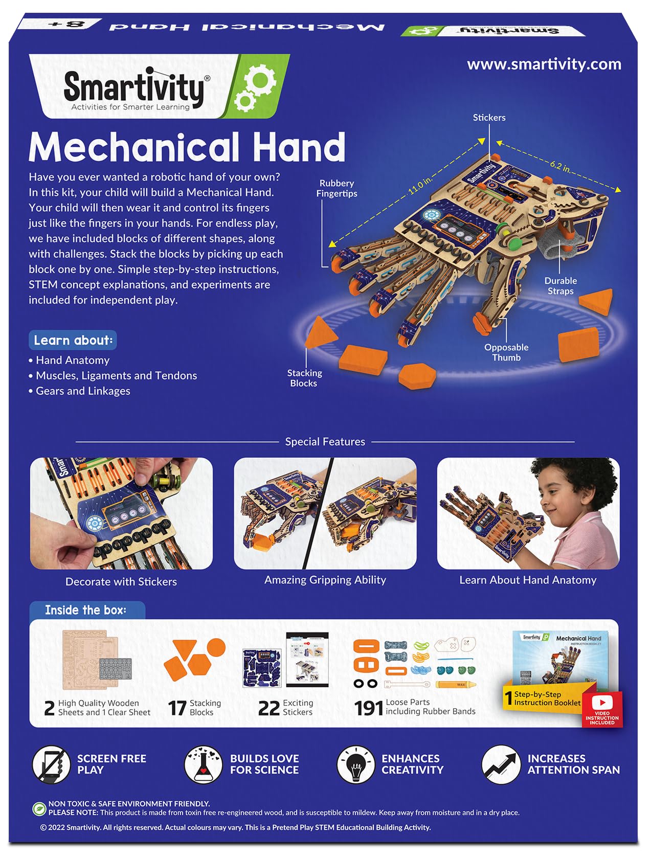 Smartivity DIY Robotic Mechanical Hand STEM Toy for Kids 8-14 Years Old | Parents Choice Award Winner I Birthday Gift for Kids | Engineering Kit for 8, 9, 10, 11, 12, 13, 14 Years Old Boys & Girls detail image 7