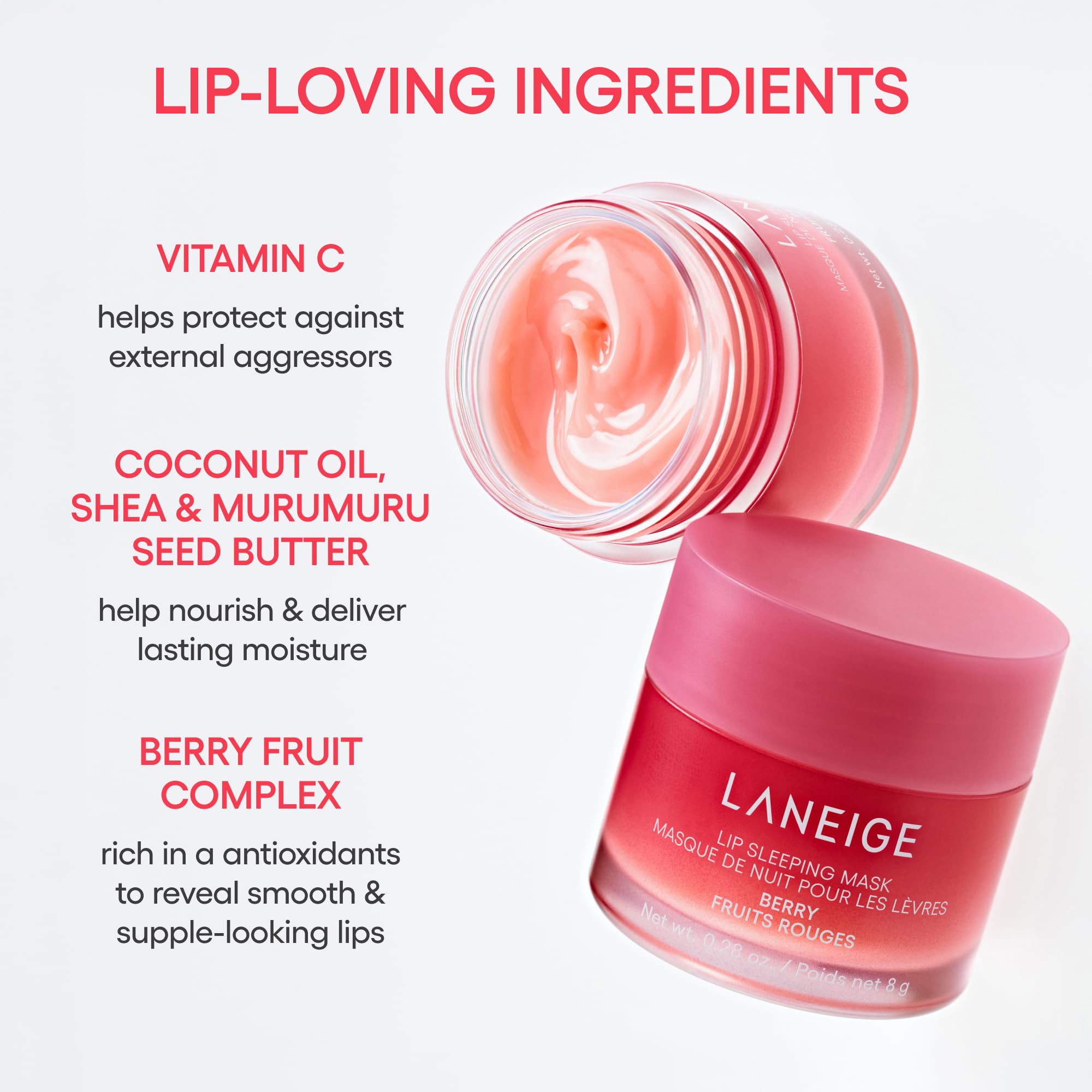 LANEIGE Lip Sleeping Mask: Hydrating & Nourishing Overnight Lip Treatment with Vitamin C, Shea & Murumuru Seed Butter detail image 6