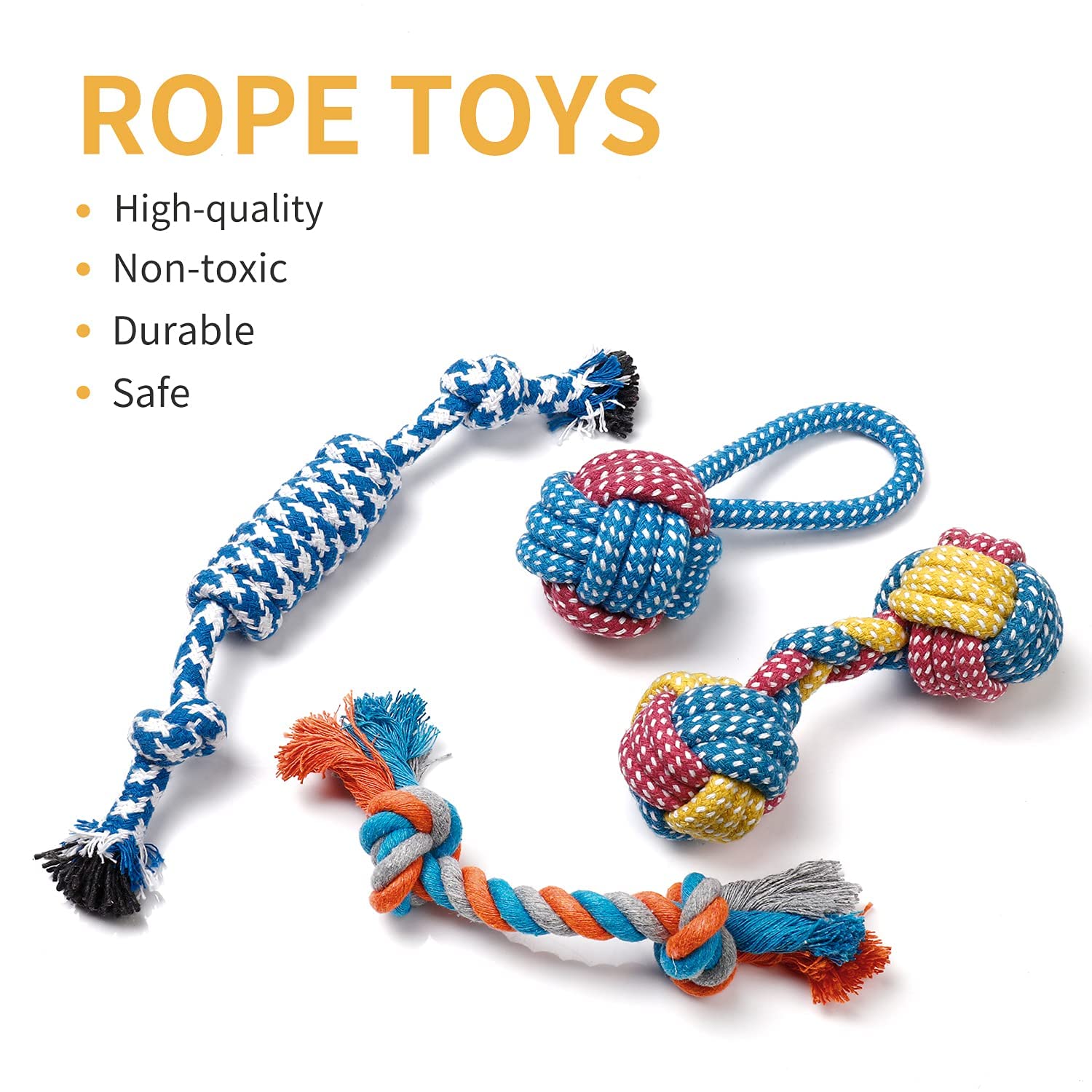 Toozey 7-Pack Small Dog Toys — Puppy Teething Plush & Rope Chew Toys, Squeaky, Non-Toxic, Durable detail image 3