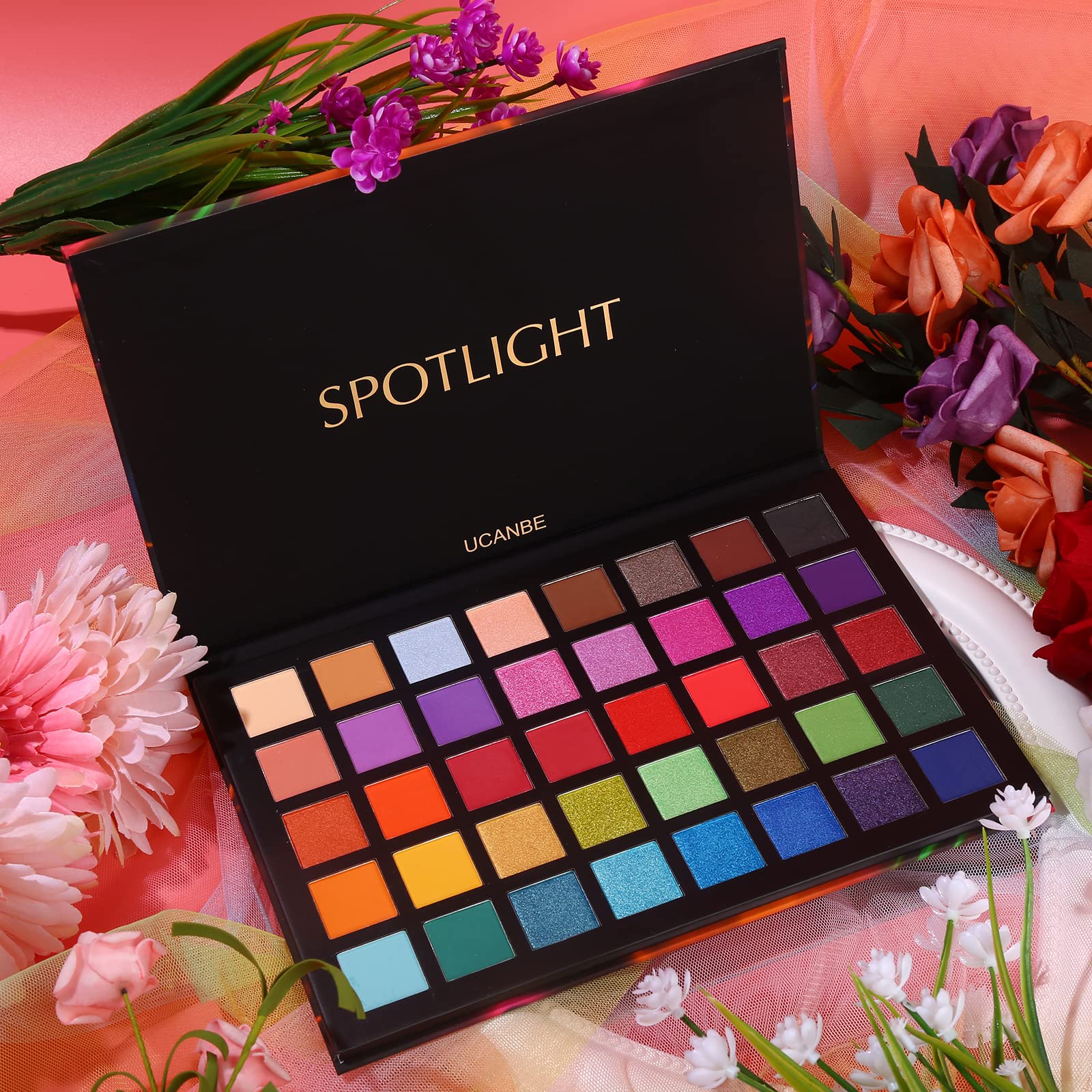 UCANBE Spotlight 40-Color Eyeshadow Palette — Highly Pigmented Matte & Shimmer Eye Shadow, Long-Lasting Waterproof Formula detail image 7