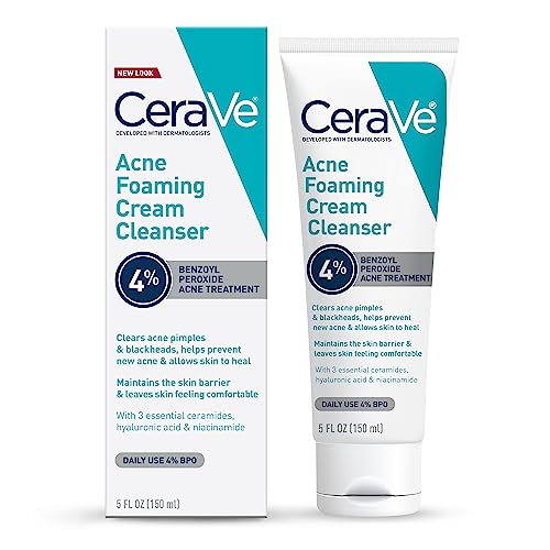 CeraVe Acne Foaming Cream Cleanser with 4% Benzoyl Peroxide, Hyaluronic Acid, Niacinamide & Ceramides — Gentle Daily Acne Treatment for Face detail image 9