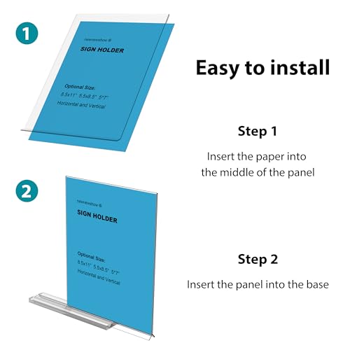 newnewshow Acrylic Sign Holder 8. 5x11 Inch 6 Pack Vertical T Shape Double-Sided Desktop Display Holder detail image 8