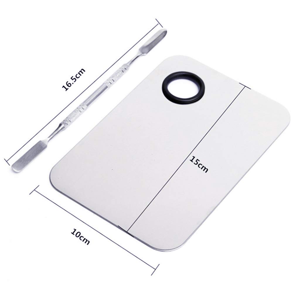 Stainless Steel Cosmetic Makeup Palette, Professional Cosmetic Mixing Makeup Palette Spatula Makeup Artist Tool, Beauty Salon Color Cream Mixing Palette With A Spatula Makeup Nail Art Palette detail image 4