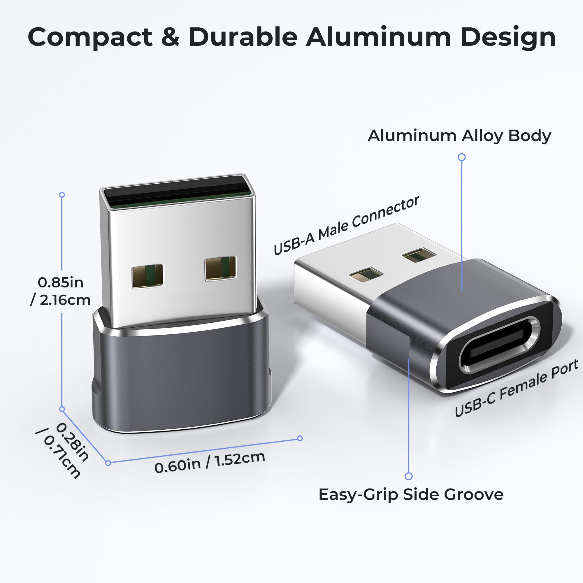 Basesailor USB to USB C Adapter,USBC Female to USB A Male Adapter,Type C Converter Charger for iPhone 17 17e Pro Max,16 15,Apple Watch iWatch S11 S10 SE,AirPods 3,iPad mini Air,Samsung Galaxy S25 S26 detail image 5
