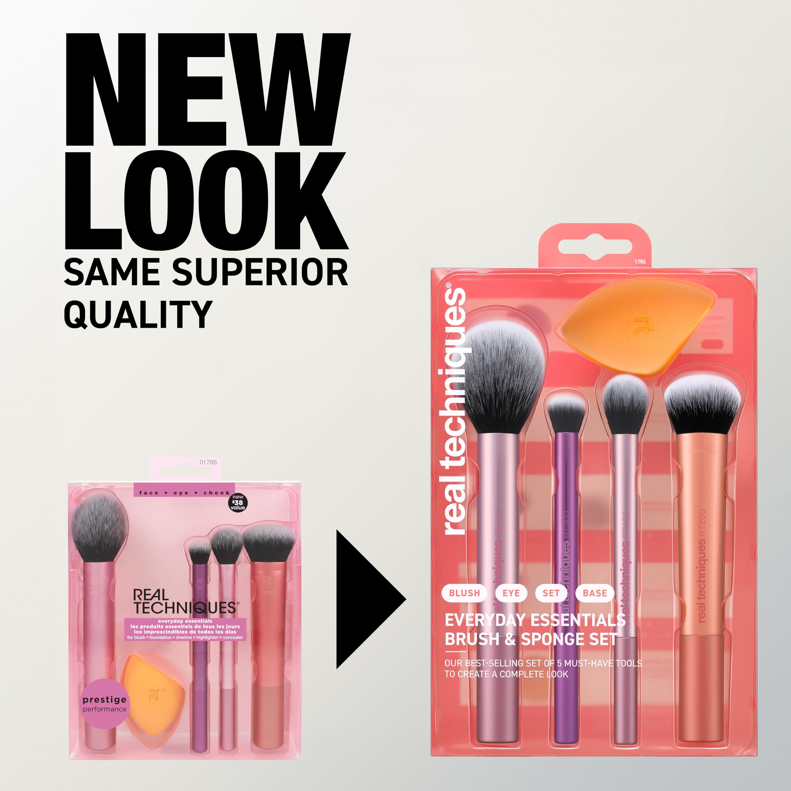 Real Techniques 6 Piece Everyday Essentials Makeup Brush Set, Includes 4 Brushes & 2 Makeup Sponges for Foundation, Blush, Bronzer, Contour, Eyeshadow & Powder, Travel Gift Set, Cruelty-Free & Vegan detail image 9
