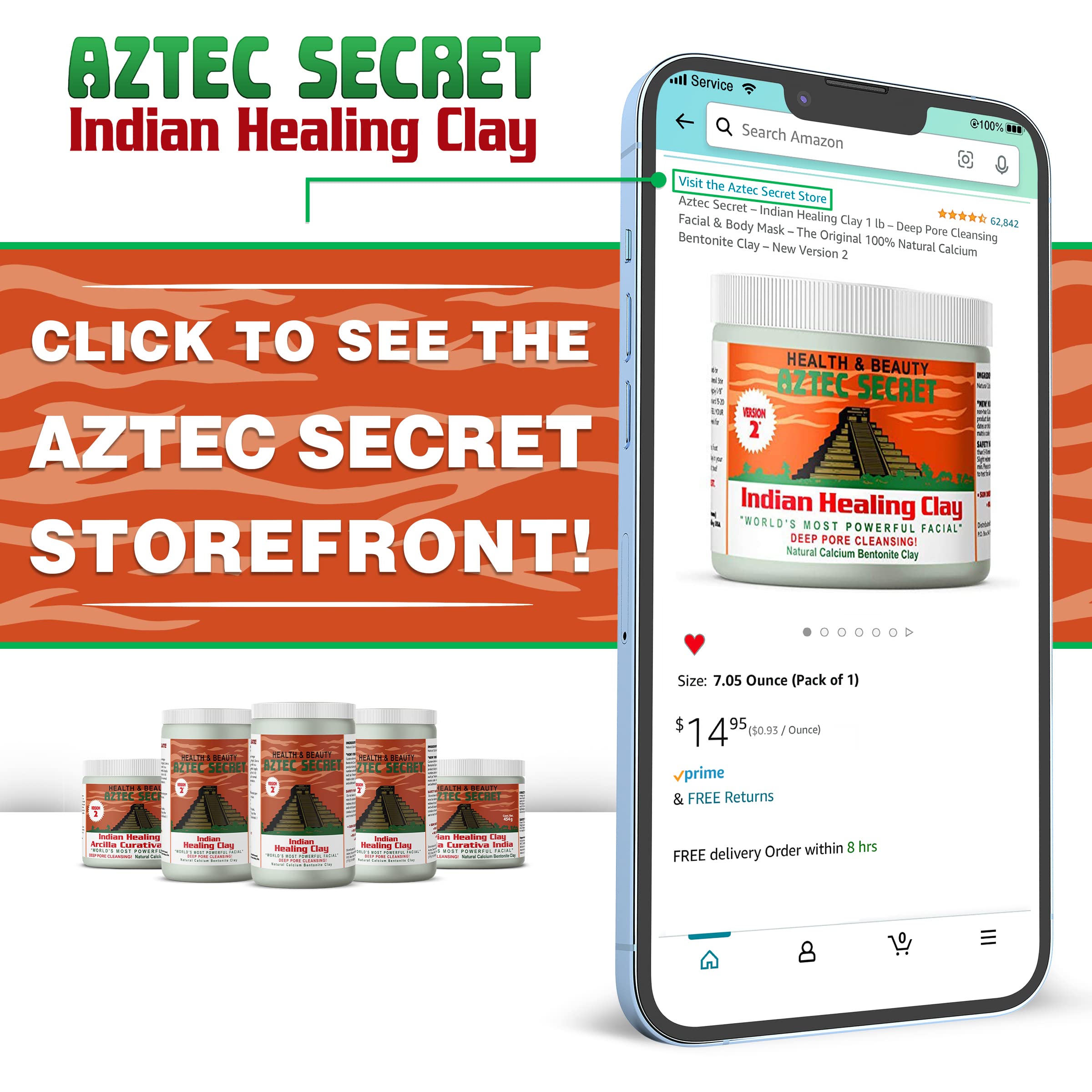 Aztec Secret Indian Healing Clay, 16 oz — 100% Natural Calcium Bentonite Clay (New Version 2) detail image 6