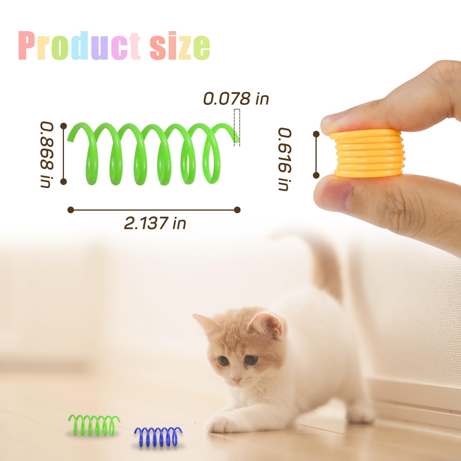 Andiker Cat Spring Toy, 12 Pc Colorful Cat Kicker Toys for Indoor Play — Interactive Springs for Swatting, Biting, Hunting detail image 5