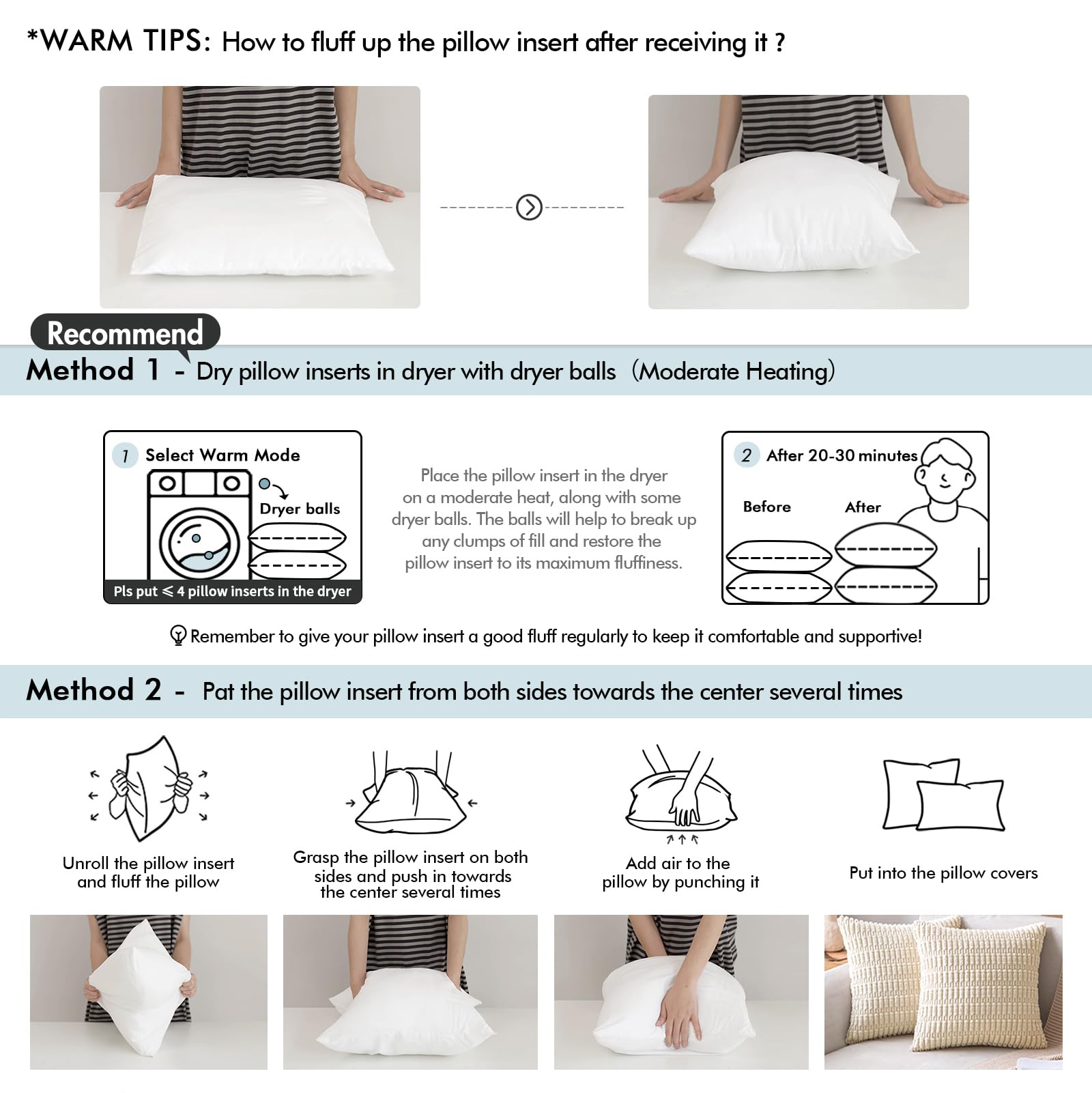 MIULEE Throw Pillow Insert Premium Pillow Stuffer Sham Rectangle for Decorative Cushion Bed Couch Sofa 12x20 Inch detail image 6