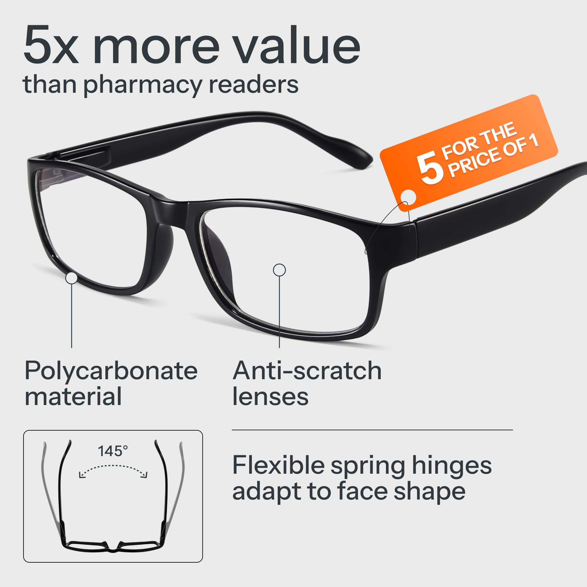 Gaoye Professional Reading Glasses for All Day - Computer Readers with Blue Light Protection - Value Pack detail image 5