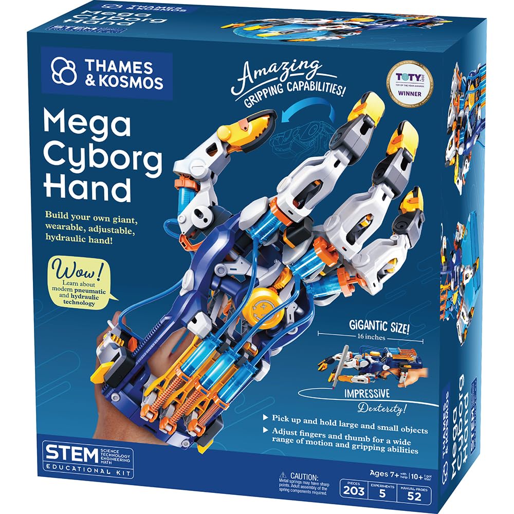 Thames & Kosmos Mega Cyborg Hand STEM Experiment Kit | Build Your Own GIANT Hydraulic Amazing Gripping Capabilities Adjustable for Different Sizes Learn Pneumatic Systems detail image 1