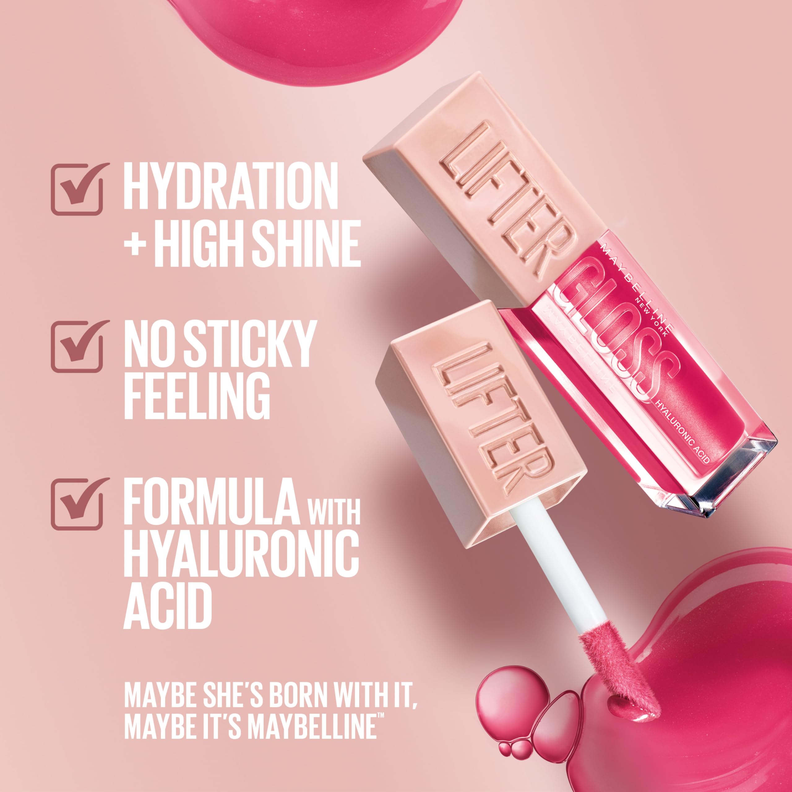 Maybelline Lifter Gloss Hydrating Lip Gloss with Hyaluronic Acid, Ice (Translucent Pink), 0. 18 oz detail image 3