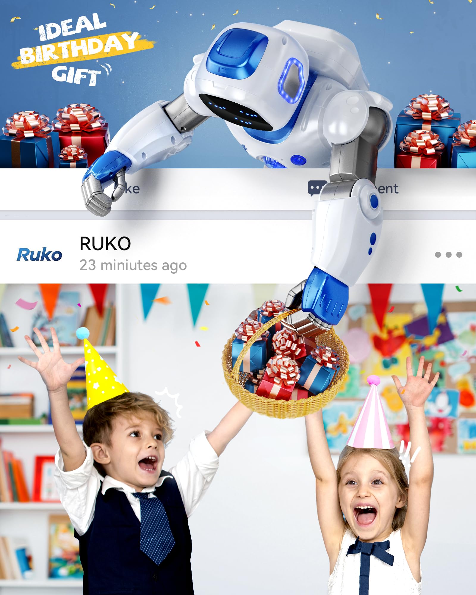 Ruko 1088 Smart Robots for Kids, Large Programmable Interactive RC Robot with Voice Control, APP Control, Present for 4 5 6 7 8 9 Years Old Kids Boys and Girls detail image 2
