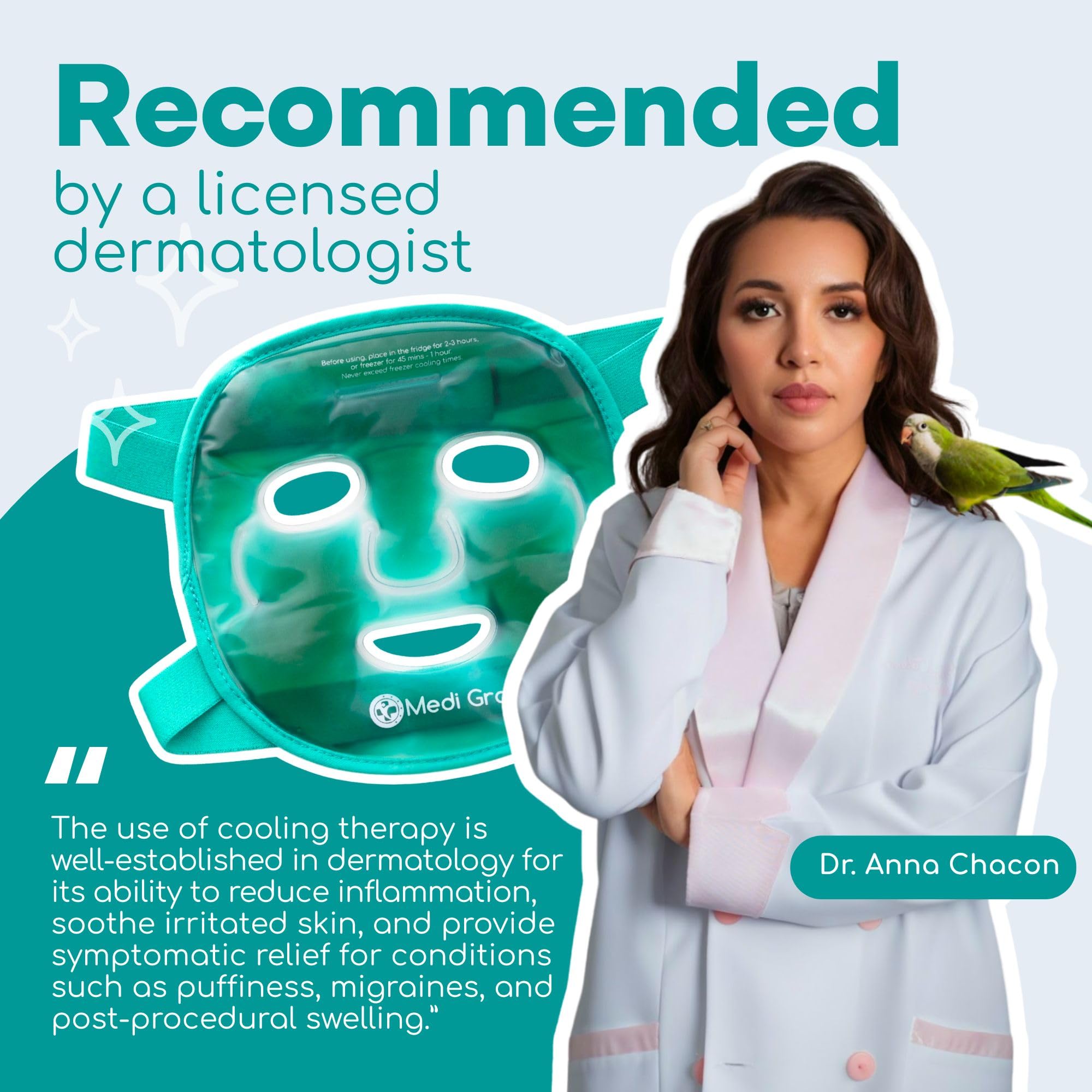Medi Grade Face Ice Pack and Cooling Eye Mask Set, ChillGel Gel Mask, Green detail image 4