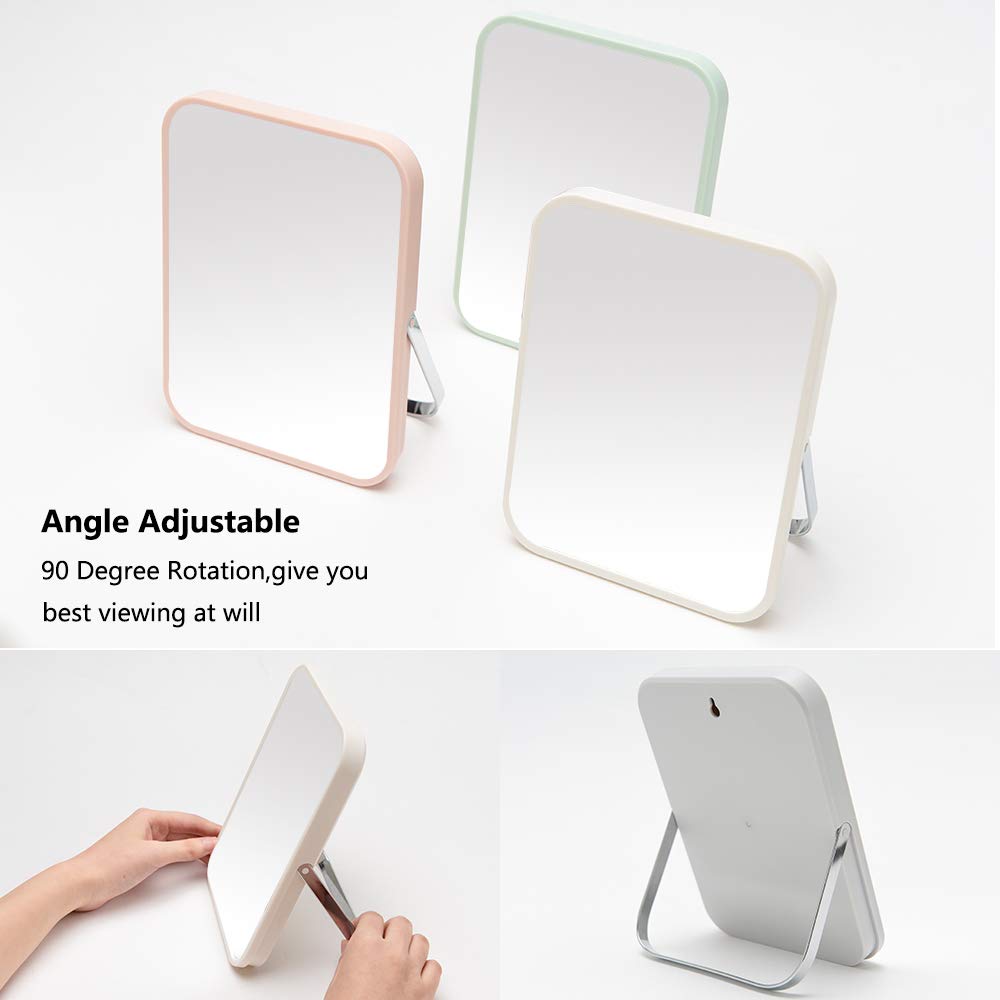 YEAKE Table Desk Vanity Makeup Mirror,8-Inch Portable Folding Mirror with Metal Stand 90°Adjustable Rotation Tavel Make Up Mirror Hanging Bathroom for Shower Shaving(Gray) detail image 4