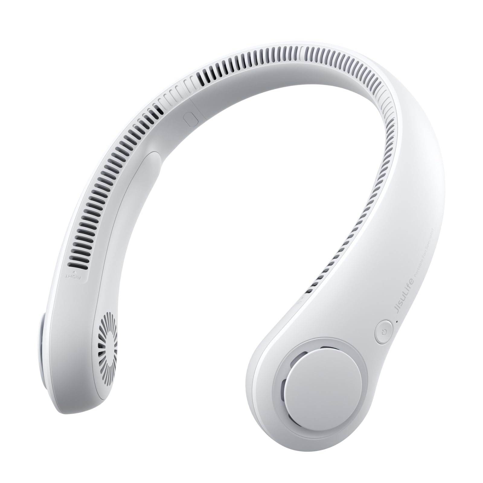 JISULIFE Portable Hands-Free Bladeless Neck Fan, Rechargeable 4000mAh, 5 Speeds, Twistable Wearable Personal Fan - Grey detail image 1