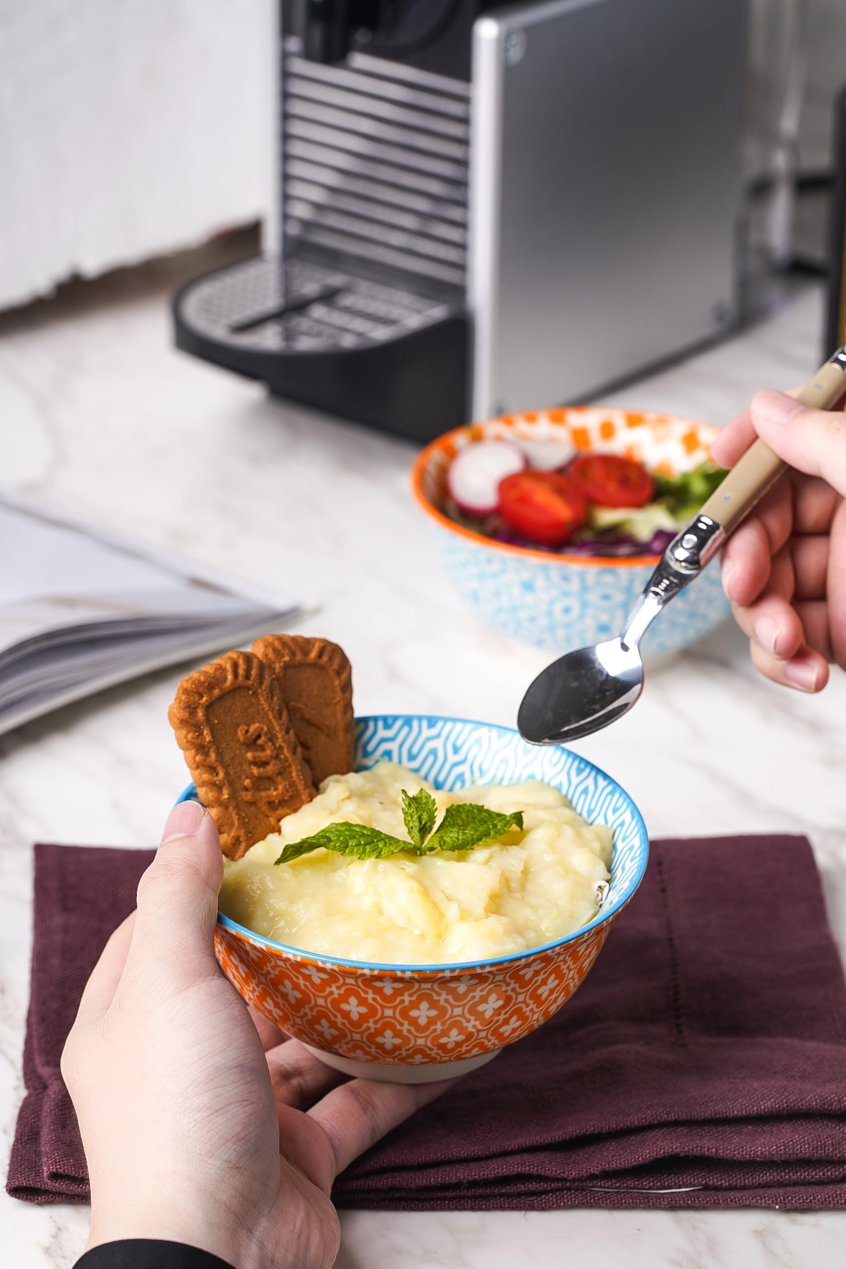 Selamica Porcelain Ice Cream Bowls Set of 6, Small Bowls, Ceramic bowls for Dessert, Ice Cream, Variety of Colors detail image 2