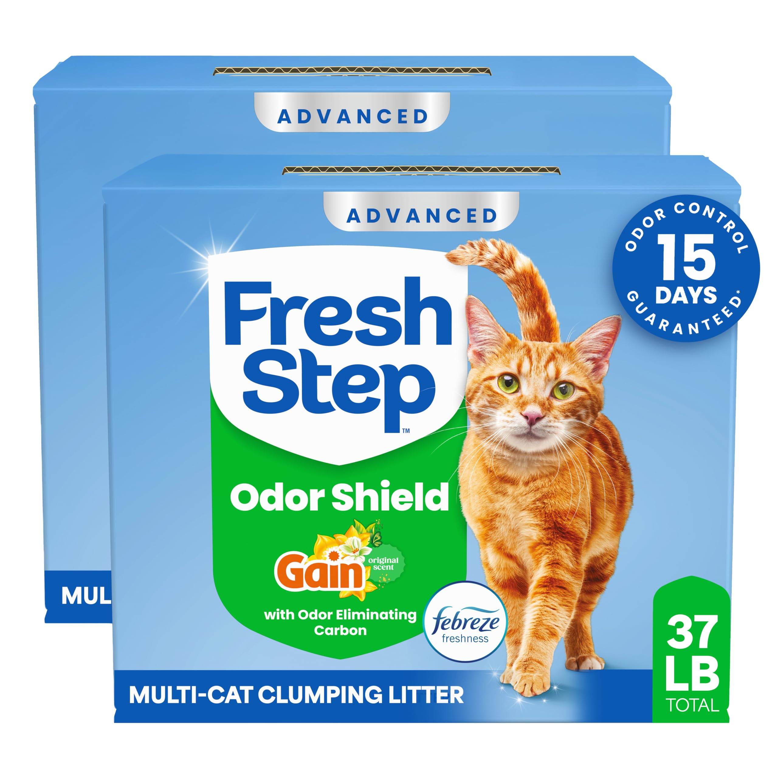 Fresh Step Advanced Multi-Cat Clumping Cat Litter (Enhanced Febreze/Gain Scent with Ammonia Block Technology) 2-Pack, 18. 5 lb × 2 (37 lb total) detail image 1