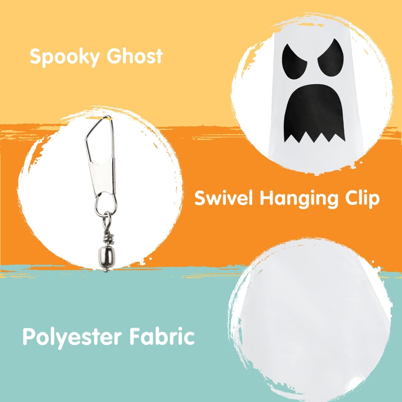 JOYIN 3 Pcs Hanging Ghost Windsocks Halloween Decorations Outdoor Indoor, Haunted House Decor Party Supplies for Front Porch Tree Garden Yard Lawn Patio, White detail image 3