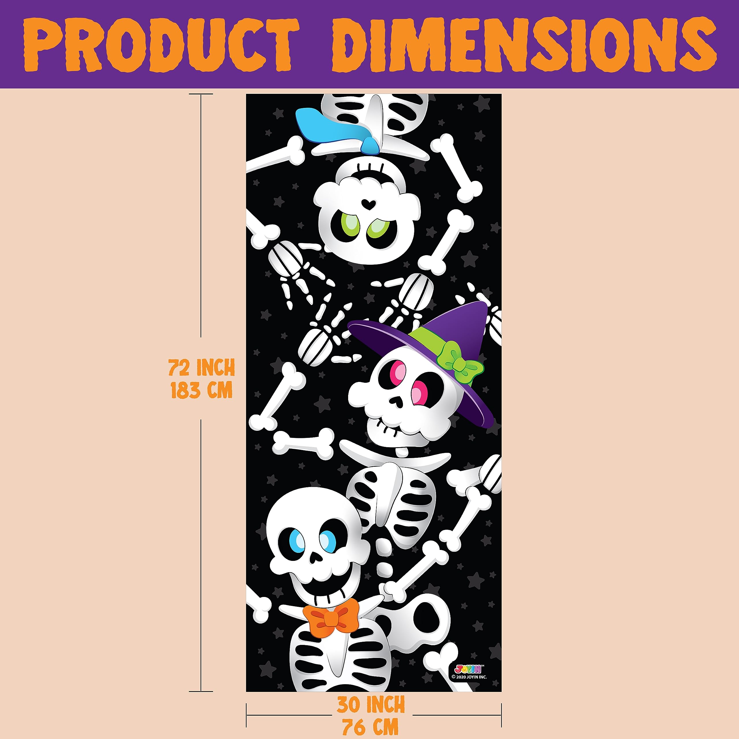 JOYIN 3 Pcs 30”x72” Door Cover Skeleton Halloween Decorations Indoor, Haunted House Home Decor Stickers Party Supplies Favors for Garage Window Wall Cute detail image 2