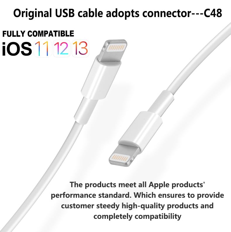 4-Pack Apple MFi Certified Lightning to USB-A Charging Cables, 3. 3 ft (1 m) — Compatible with iPhone, iPad, iPod — White detail image 6