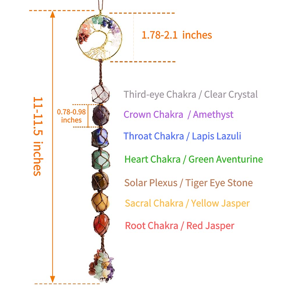 Tree of Life Chakra Stones Healing Crystals Feng Shui Hanging Ornament - 7 Chakra Wall/Car/Window Decoration detail image 6