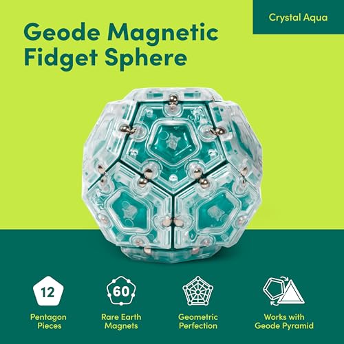 Speks Geode Magnetic Fidget Toy – Sensory Desk Toy for Adults & Teens (14+), Sphere, Aqua detail image 8