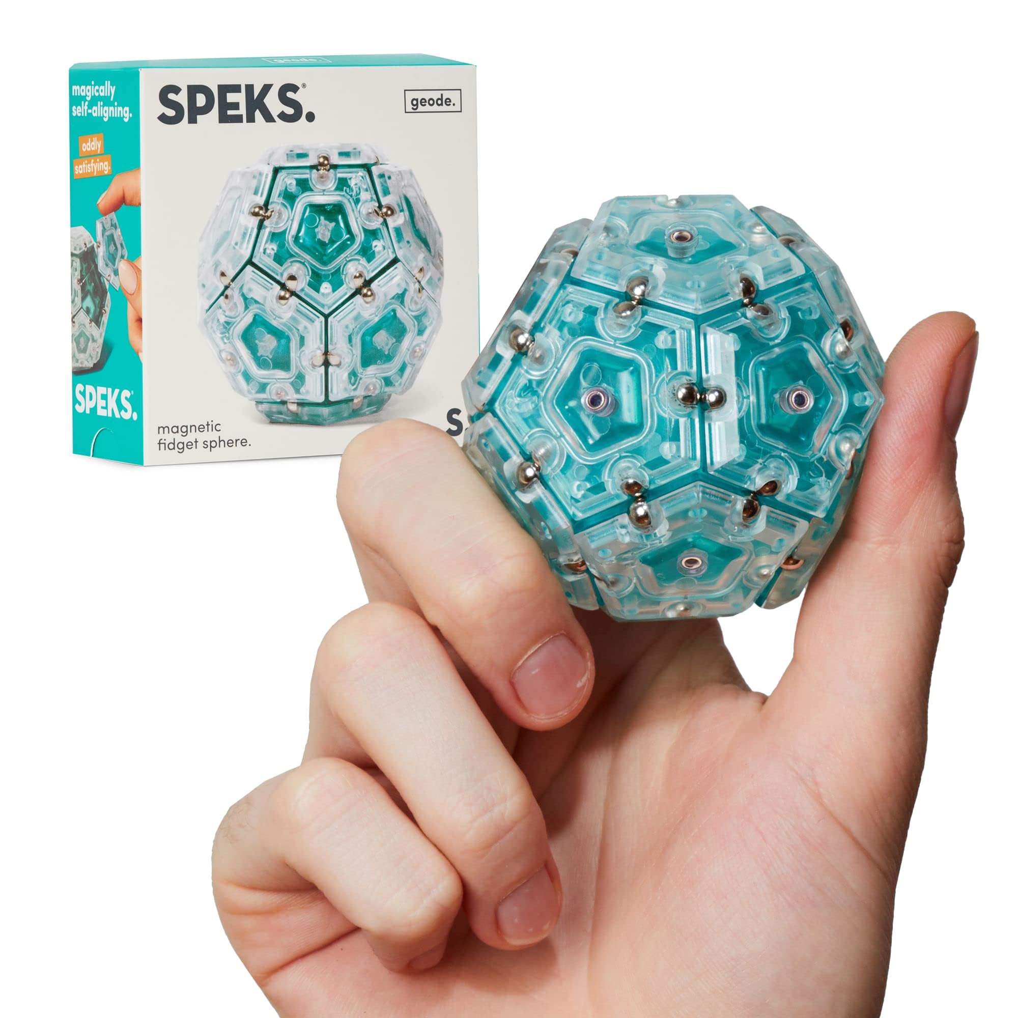 Speks Geode Magnetic Fidget Toy – Sensory Desk Toy for Adults & Teens (14+), Sphere, Aqua detail image 1