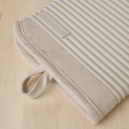 KITCHENAID Ribbed Soft Silicone Oven Mitt 2-Pack Set, 7. 5"x13", Milkshake Tan detail image 5