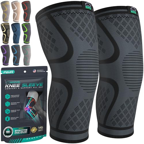Modvel Compression Knee Brace for Men & Women, 2-Pack – Support Sleeve for Running, Meniscus Tear, ACL, Arthritis, and Workout Pain Relief detail image 9