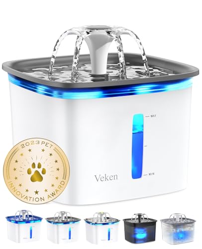 Veken Innovation Award Winner 95oz/2.8L Pet Fountain, Automatic Cat Water Fountain Dog Water Dispenser with Replacement Filters for Cats, Dogs, Multiple Pets (Grey, Plastic) detail image 9