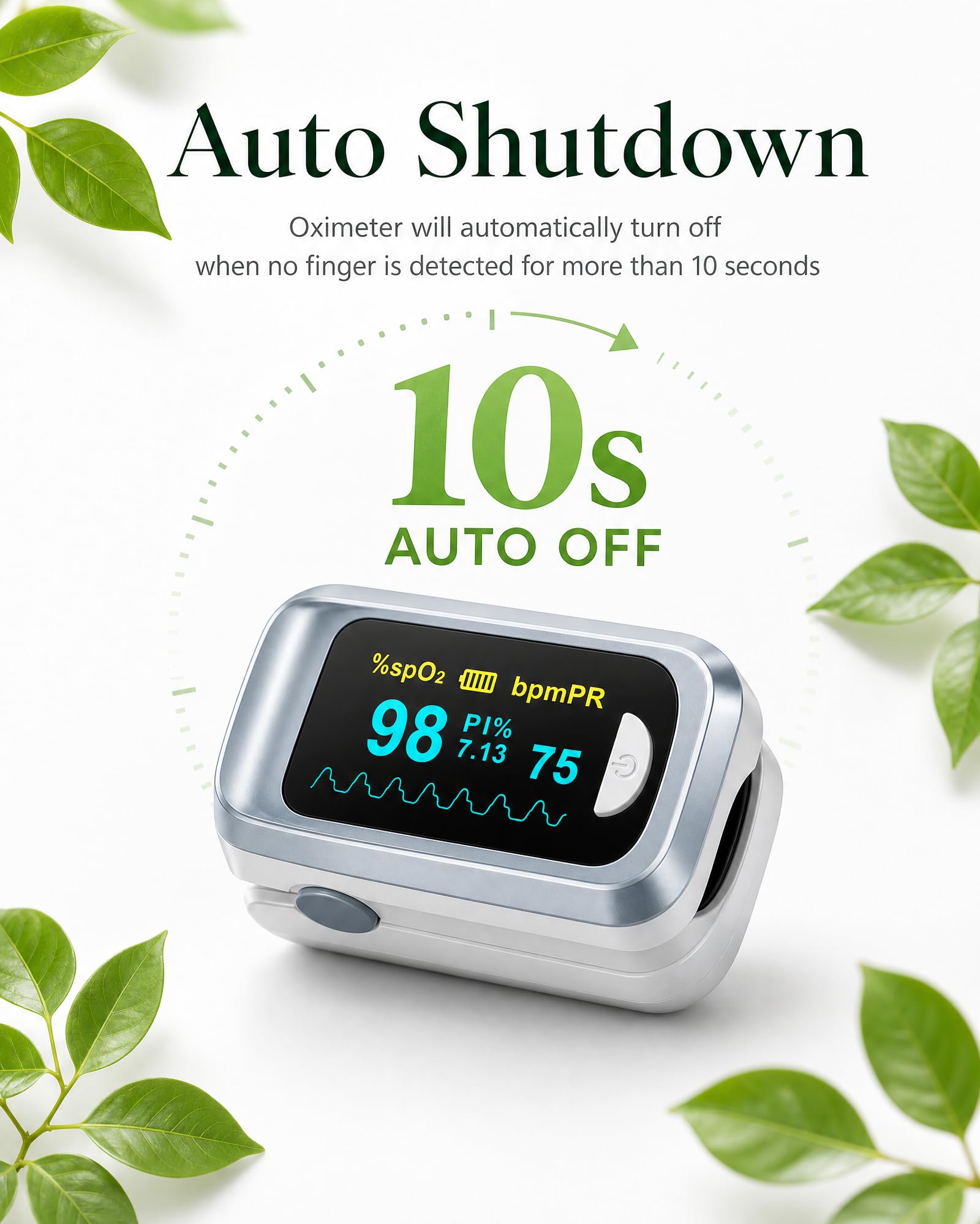 Fingertip Pulse Oximeter - OLED SpO2 & Heart Rate Monitor with Lanyard and 2 AAA Batteries detail image 6