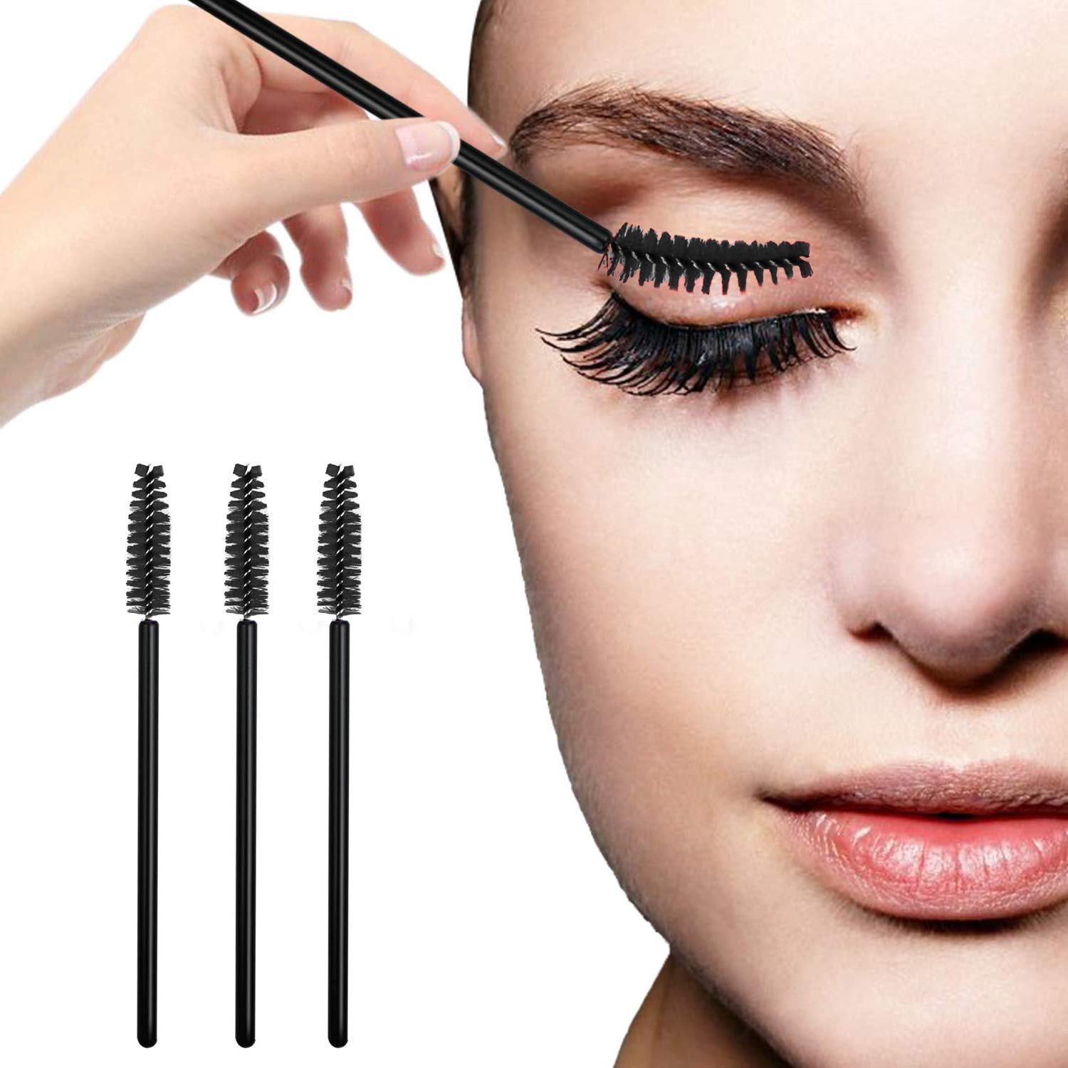 100 Pcs Disposable Eyelash Brushes for Eye Lashes and Makeup (Black) detail image 3