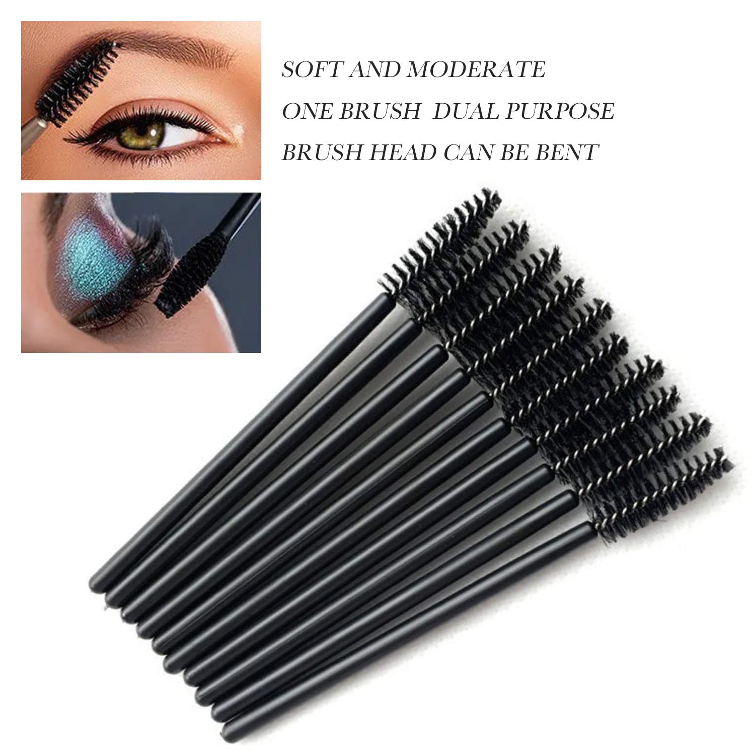 100 Pcs Disposable Eyelash Brushes for Eye Lashes and Makeup (Black) detail image 7