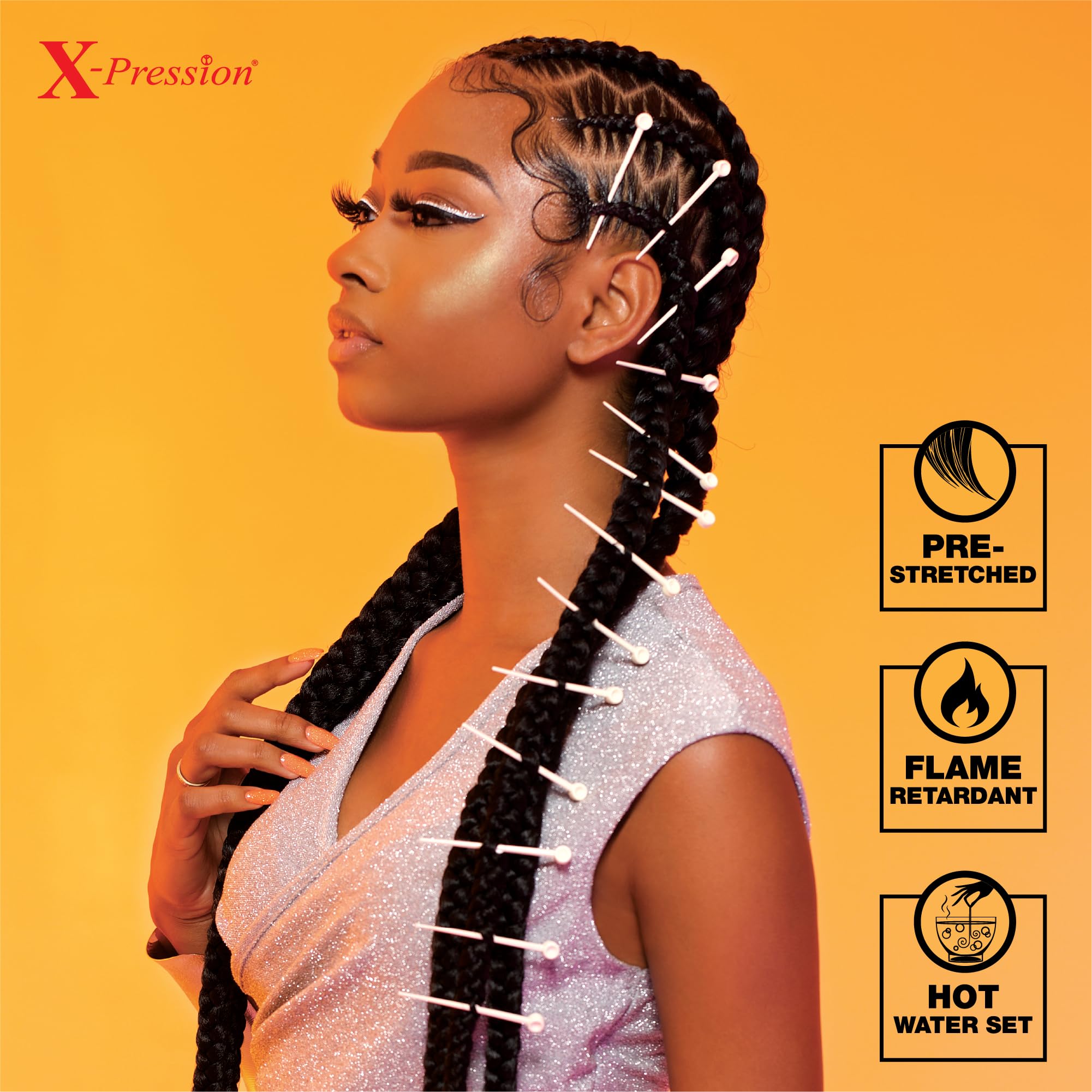 Sensationnel X-Pression Prestretched Braids-3X 58in,1pk 1B OFFBLACK detail image 6