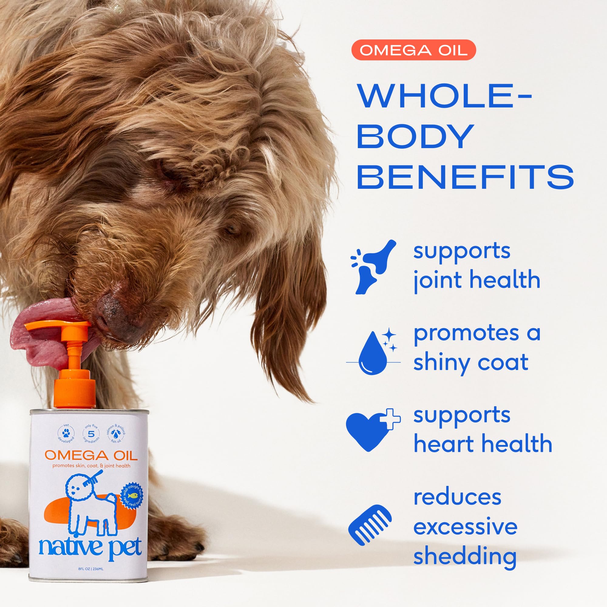 Native Pet Aceite de Pescado Omega-3 para Perros y Gatos — Aceite de Salmón y Abadejo Salvaje de Alaska, 8 oz detail image 2