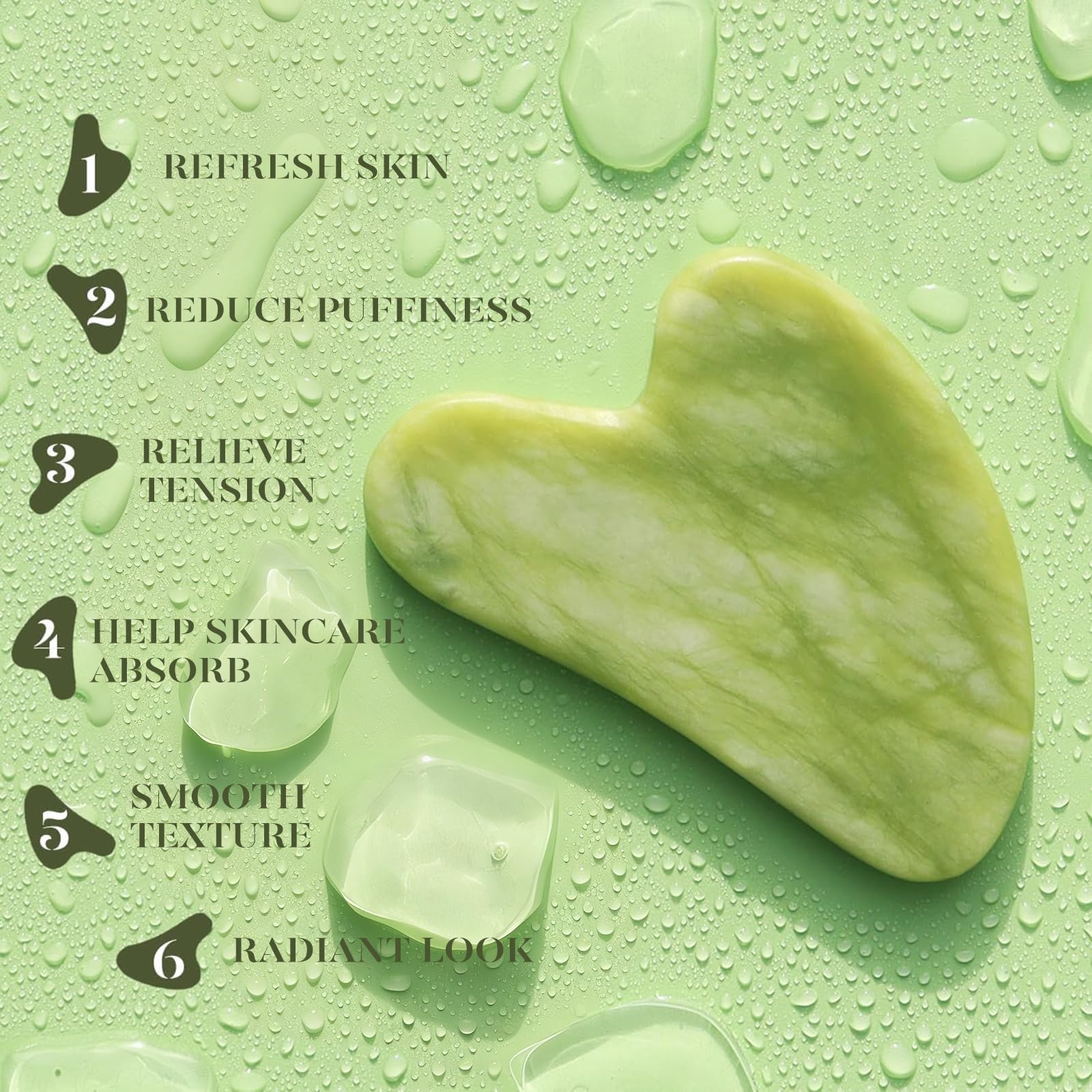 BAIMEI IcyMe Gua Sha & Jade Roller Set — Cooling Face Roller & Gua Sha Tool for Depuffing, Facial Sculpting & Jawline Definition — Smooth Rolling Skincare Tools, Green detail image 5