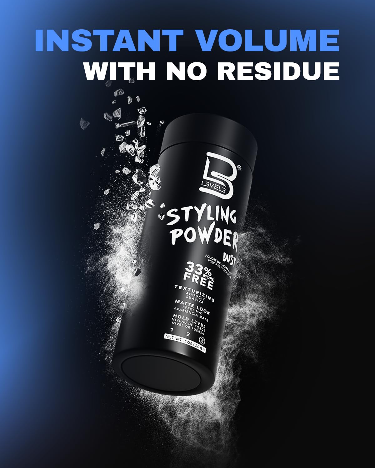 L3 Level 3 Hair Texture Powder for Men, Volume, Natural Look, 30 g detail image 3