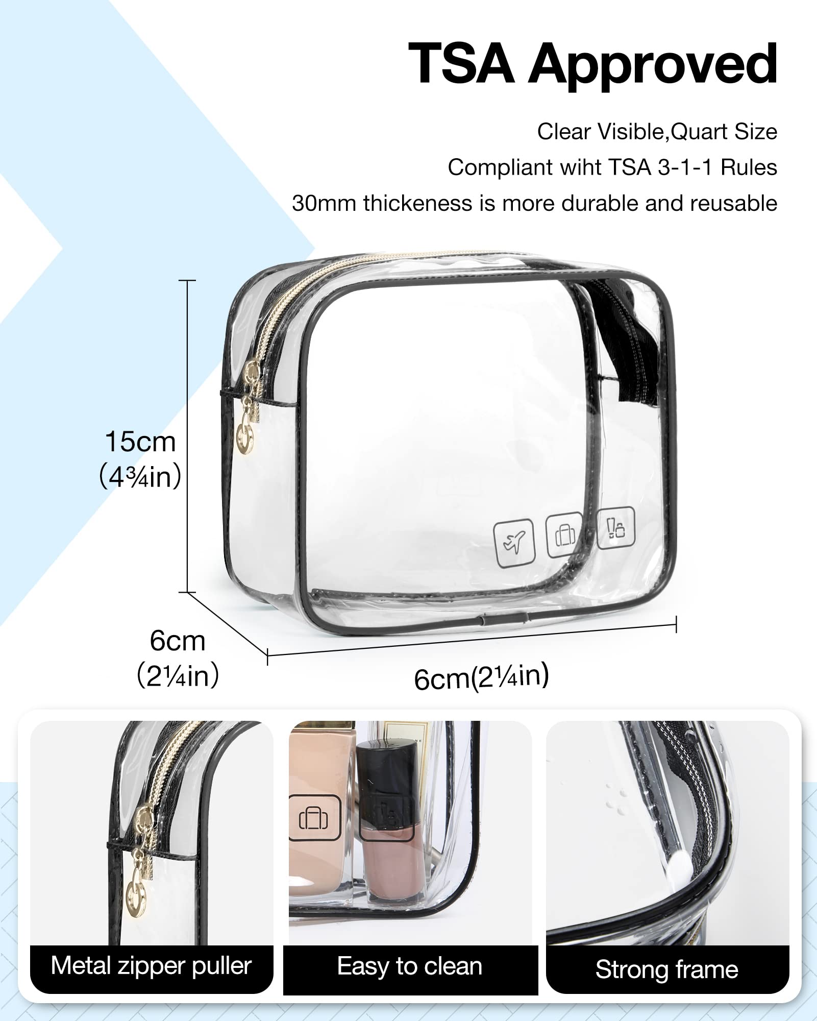 BAGSMART Toiletry Bag Hanging Travel Makeup Organizer with TSA Approved Transparent Cosmetic Bag Makeup Bag for Full Sized Toiletries, Medium-Black detail image 5