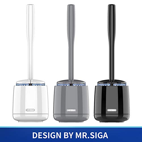 MR.SIGA Toilet Bowl Brush and Holder, Premium Quality, with Solid Handle and Durable Bristles for Bathroom Cleaning, White, 1 Pack detail image 8