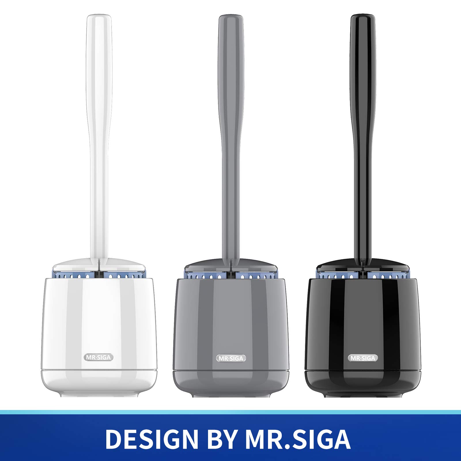 MR.SIGA Toilet Bowl Brush and Holder, Premium Quality, with Solid Handle and Durable Bristles for Bathroom Cleaning, White, 1 Pack detail image 2