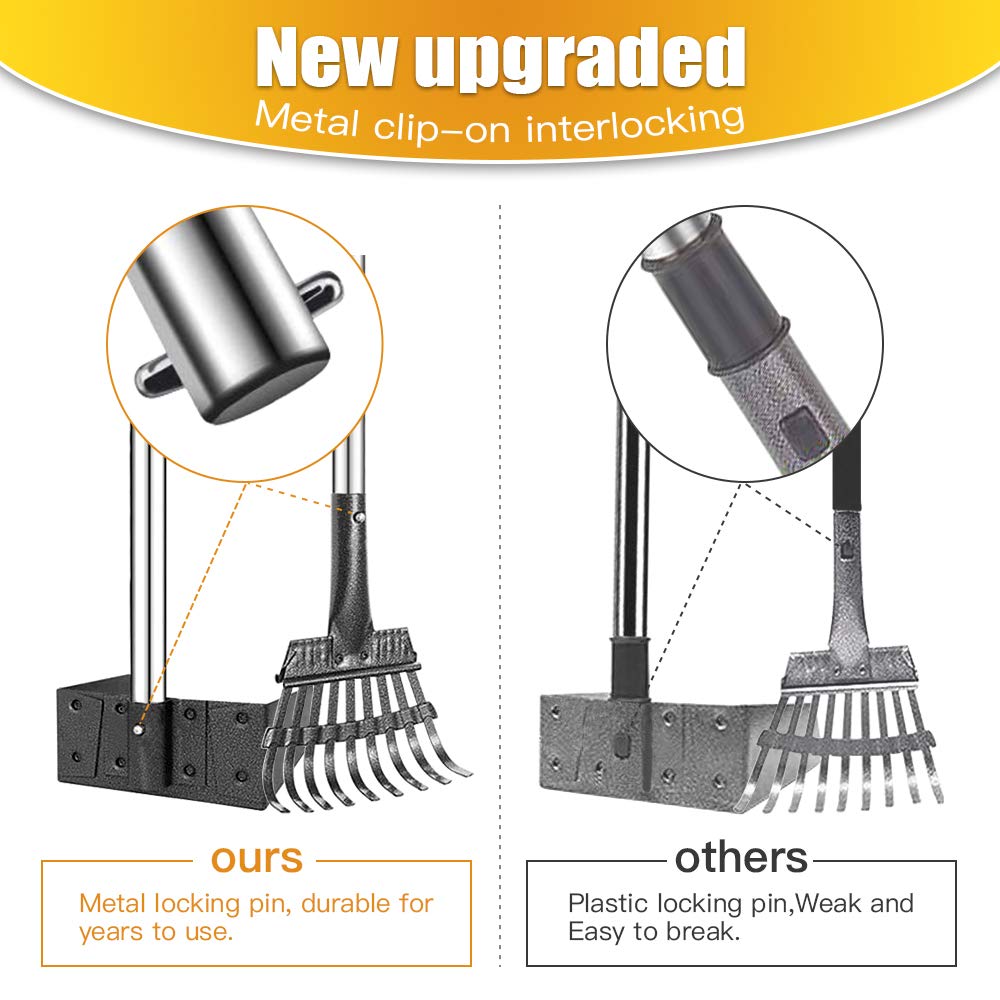 TOOGE Pooper Scooper, Dog Pooper Scooper Long Handle Stainless Metal Tray and Rake for Medium Small Dogs Heavy Duty Pet Supplies to Use for Grass, Dirt or Gravel detail image 7