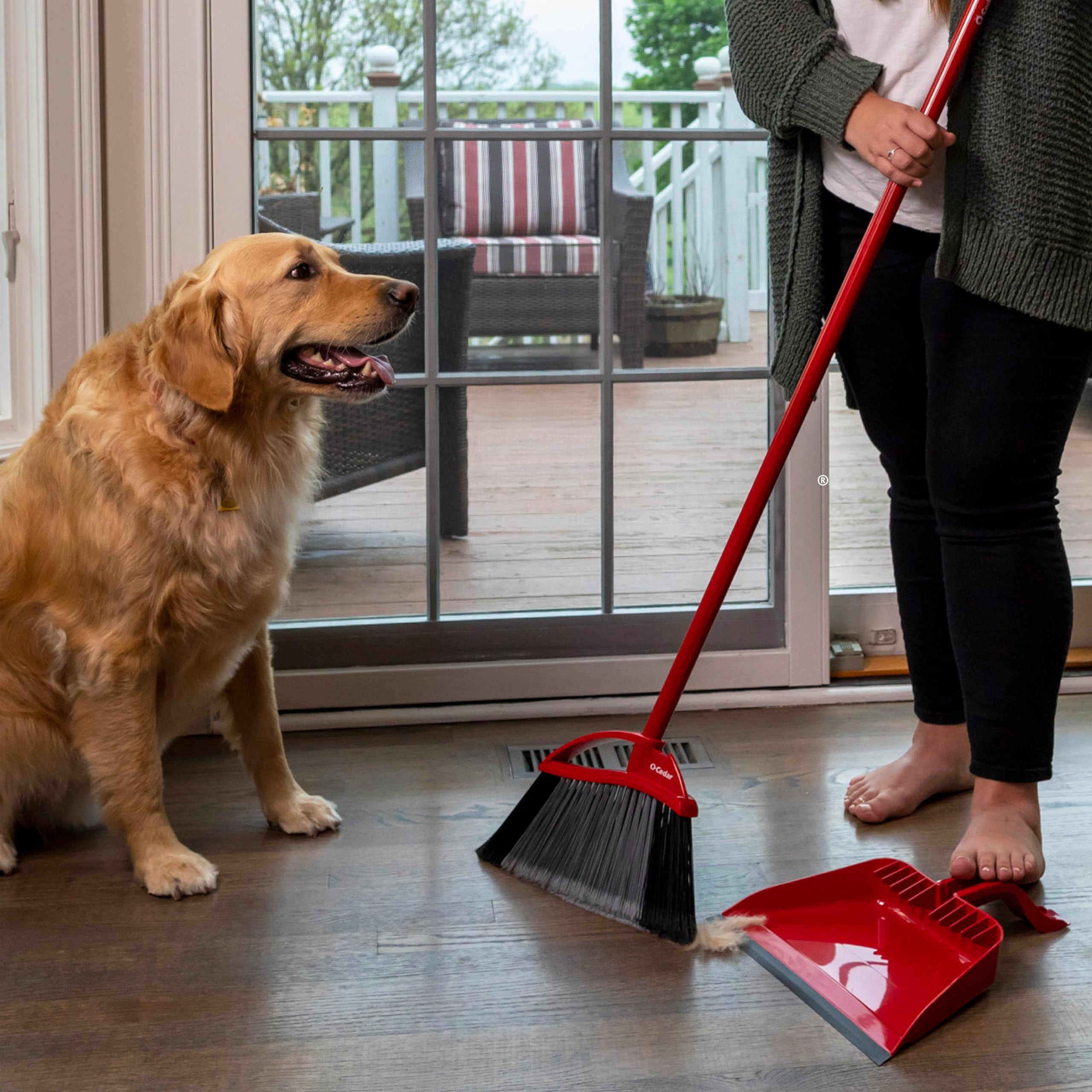 O-Cedar Pet Pro Broom with Step-On Dustpan — Removes 99% in One Sweep; Cleans 3× More Pet Hair detail image 8