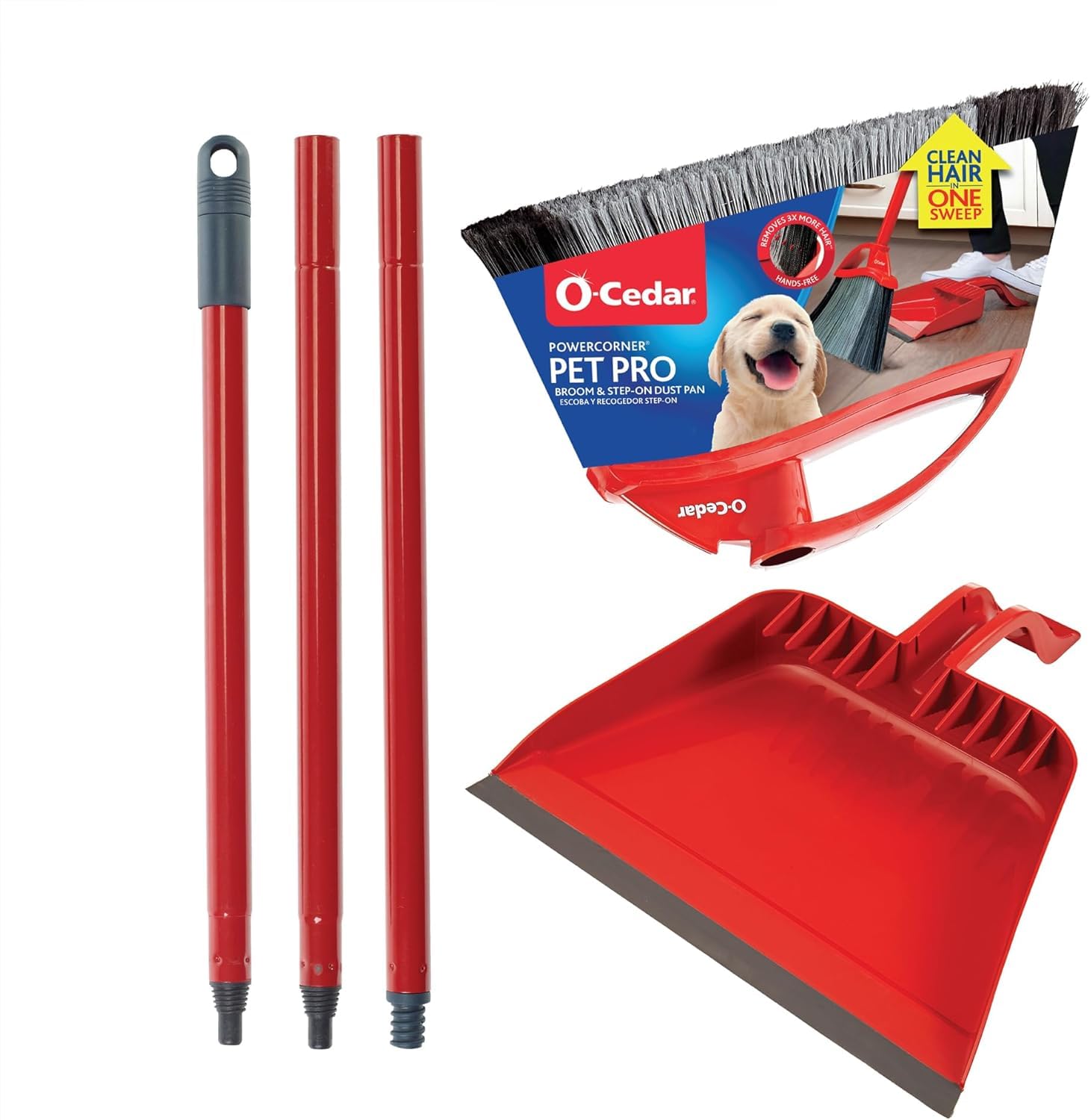 O-Cedar Pet Pro Broom with Step-On Dustpan — Removes 99% in One Sweep; Cleans 3× More Pet Hair detail image 5