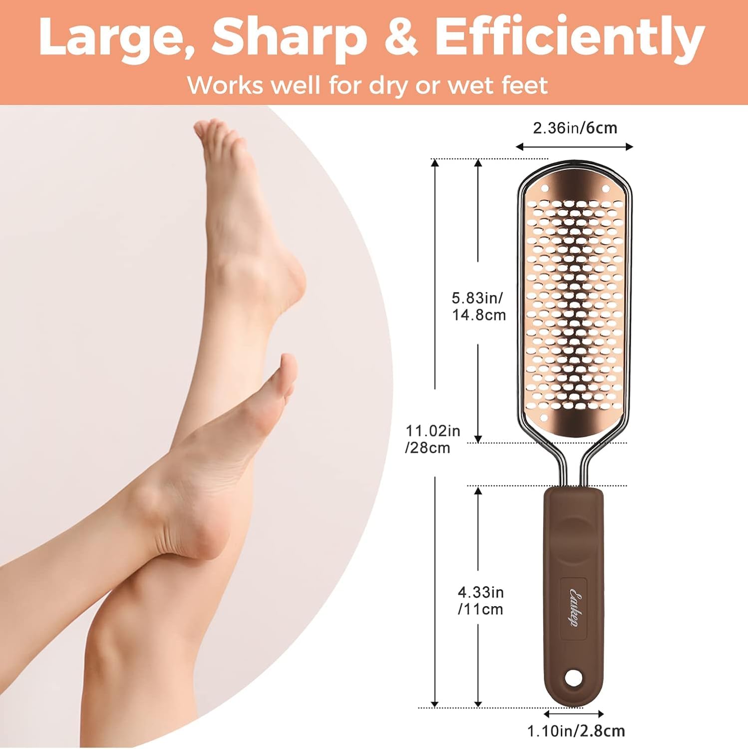 Foot File Foot Scrubber Pedicure - Callus Remover for Feet Easkep Professional Grater Rasp Foot Scraper Corns Callous Removers Cracked Dead Skin Remover for Dry and Wet Feet (Golden) detail image 5