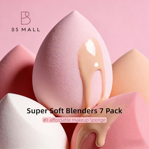 Set de esponjas de maquillaje BS-MALL con estuche, 7 piezas para líquido, crema y polvo — Incluye esponja de viaje mini (A-Rosa) detail image 8