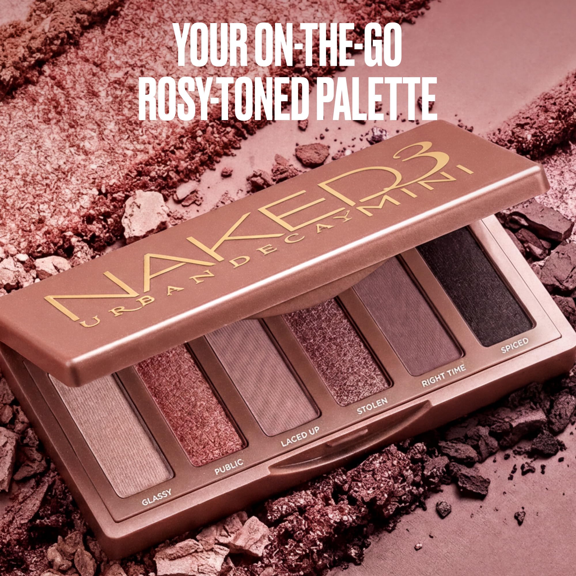 URBAN DECAY Naked 3 Mini Eyeshadow Palette - 6 Soft Pink Shadows, Multi-Use Matte & Shimmer Finishes, Ultra-Blendable, Long-lasting Up to 12HR Wear, Rosy Neutral Shades, Travel Makeup with Mirror detail image 3